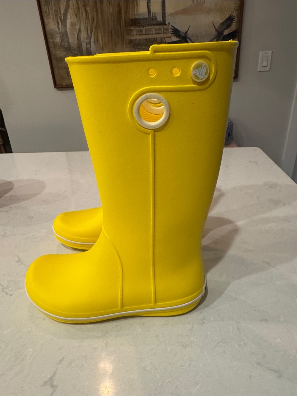 CROCS Kids Crocand Jaunt Bright Yellow Tall Waterproof Rain Boots Size 5W